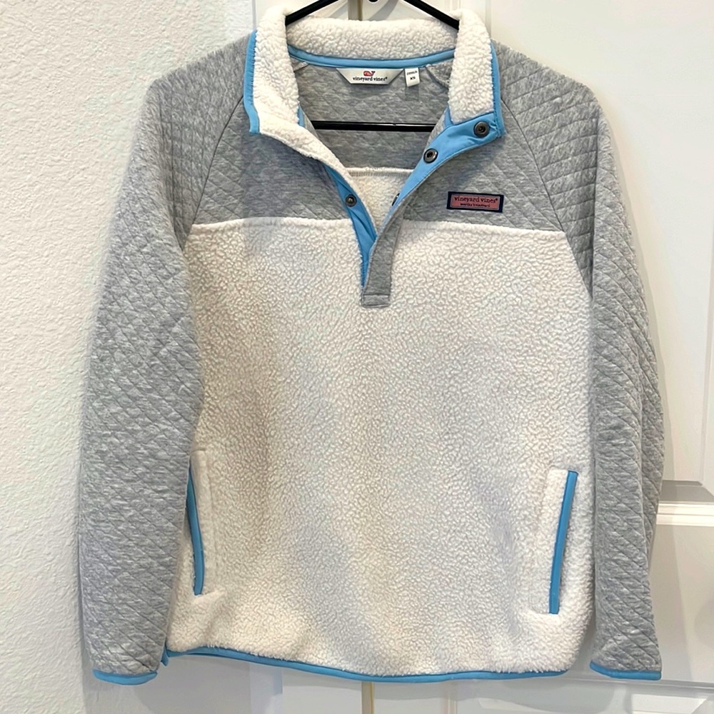 vineyard vines Quilted Sherpa Snap Placket Pullover